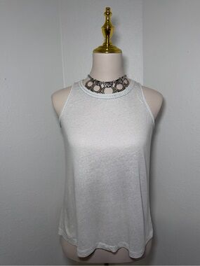 Women's White Sleeveless Halter Tank Top | Size MP